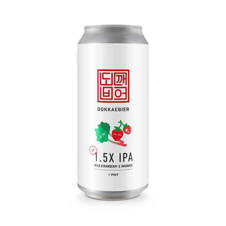 Dokkaebier 1.5X IPA (Wild Strawberry & Rhubarb) Batch 29 experimental can artwork