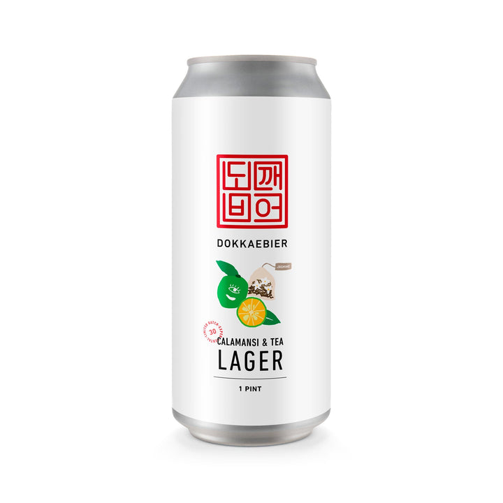 Dokkaebier Calamansi and Tea Lager can artwork