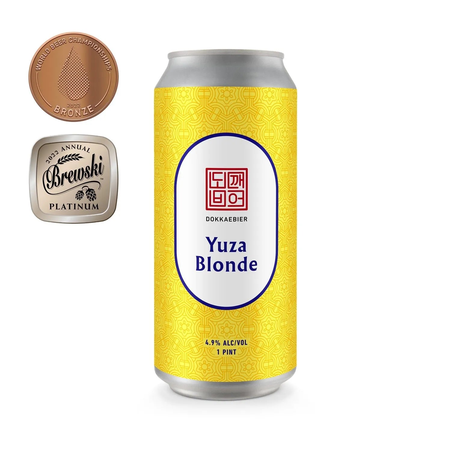 Yuza Blonde Ale beer can with bright citrus flavor, Korean-inspired craft ale by Dokkaebier